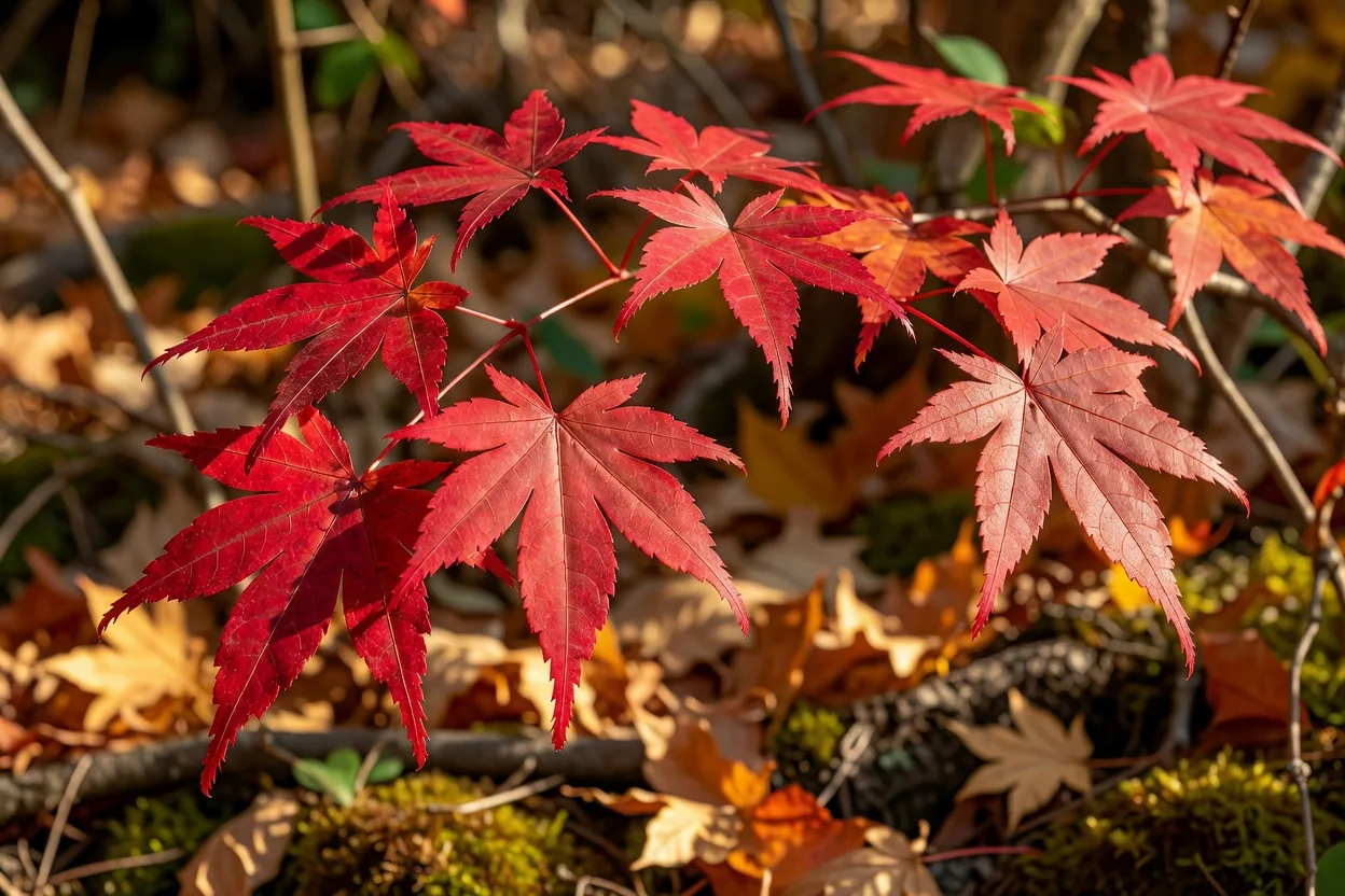 紅葉の楓の葉のマクロ撮影