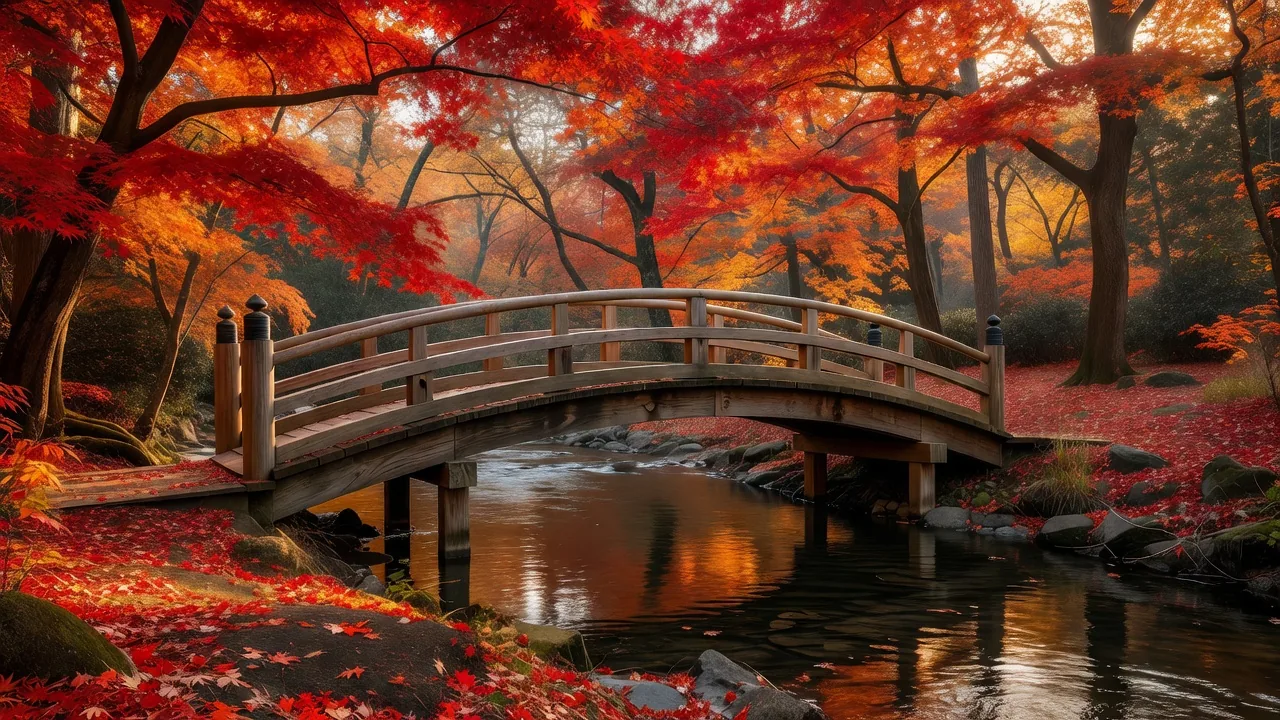 秋の木橋